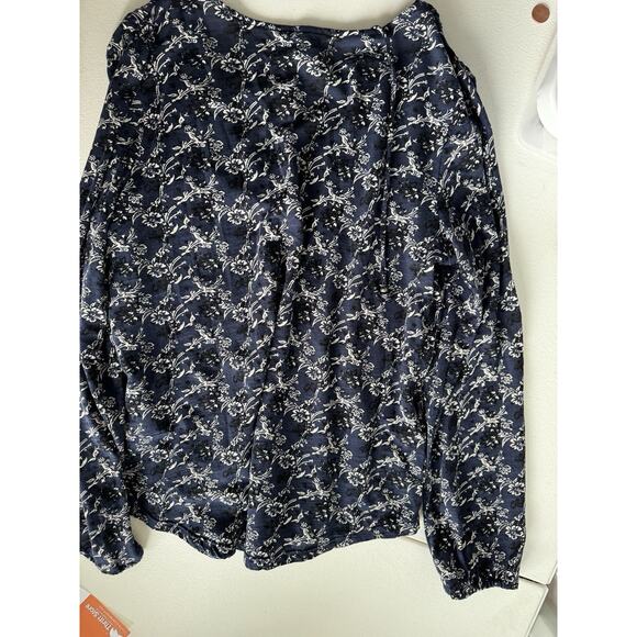 3 for $9 Lucky Brand Flutter Sleeve V-Neck Cotton Blend Floral Womens M - Picture 3 of 7